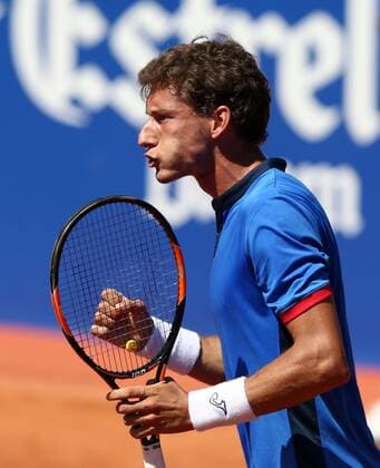 Spanish tennis player Pablo Carreno celebrates a winning action against Ubek Denis Istomin during their 64th Barcelona Open Banc Sabadell Conde de Godo tournament s first round match in Barcelona, northeastern Spain, 19 April 2016. The tournament runs in Barcelona from April 18th to 24th 2016. Pablo Carreno vs. Denis Istomin !ACHTUNG: NUR REDAKTIONELLE NUTZUNG!  20160419-635966718247104722