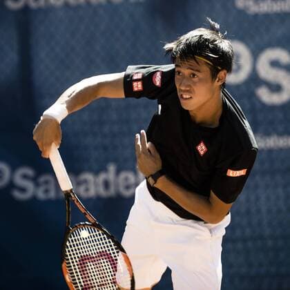 April 19, 2016 - Barcelona, Catalonia, Spain - KEI NISHIKORI (JAP) returns a ball during a training session at the second day of the Barcelona Open Banc Sabadell 2016 Training Sessions Of Top Seeded Players At Barcelona Open 2016 - ZUMAo105