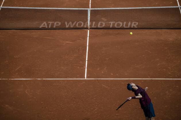 April 19, 2016 - Barcelona, Catalonia, Spain - KAREN KHACHANOV (RUS) serves against Roberto Bautista (ESP) during the 2nd round of the Barcelona Open Banc Sabadell 2016. Khachanov wins in three sets 6-2, 6-7, 6-3 Khachanov Beats Bautista To Reach Round Three Of Barcelona Open - ZUMAo105