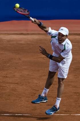 April 19, 2016 - Barcelona, Catalonia, Spain - ROBERTO BAUTISTA (ESP) serves against Karen Khachanov (RUS) during the 2nd round of the Barcelona Open Banc Sabadell 2016. Khachanov wins in three sets 6-2, 6-7, 6-3 Khachanov Beats Bautista To Reach Round Three Of Barcelona Open - ZUMAo105
