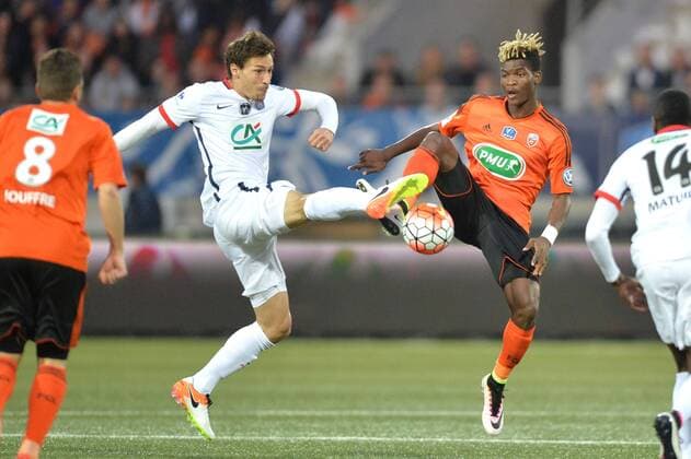 BENJAMIN STAMBOULI (psg) - DIDIER NDONG (lor) FOOTBALL : Lorient vs Paris SG - Coupe de France - 19 04 2016 AnthonyBIBARD FEP 