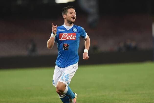 April 19, 2016 - Naples, Italy - Dries Mertens of SSC Napoli celebrates after scoring during the italian Serie A football match between SSC Napoli and Bologna fc at San Paolo Stadium on Aprile 19, 2016 in Naples,Italy. SSC Napoli v Bologna FC - Serie A  - ZUMAn230