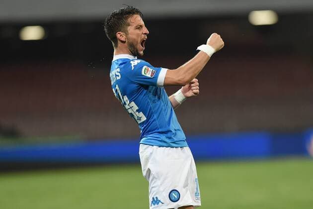 April 19, 2016 - Naples, Italy - Dries Mertens of SSC Napoli celebrates after scoring during the italian Serie A football match between SSC Napoli and Bologna fc at San Paolo Stadium on Aprile 19, 2016 in Naples,Italy. SSC Napoli v Bologna FC - Serie A  - ZUMAn230