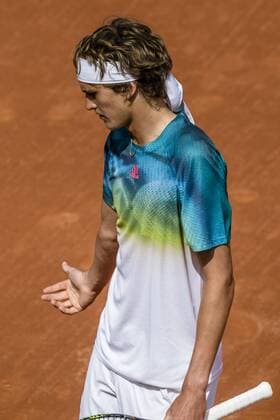 April 20, 2016 - Barcelona, Catalonia, Spain - ALEXANDER ZVEREV (GER) reacts after a lost point against Thomaz Belluci (BRA) during the 2nd round of the Barcelona Open Banc Sabadell 2016. Zverev wins in three sets 6-3, 6-7, 7-5 Zverev Beats Belluci To Reach Round Three Of Barcelona Open - ZUMAo105