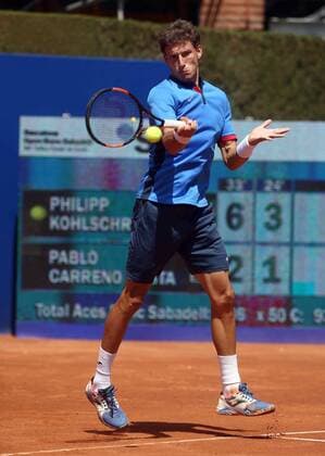Tennis, Barcelona Open, Philipp Kohlschreiber - Pablo Carreno Spanish tennis player Pablo Carreno returns the ball to German Philipp Kohlscreiber during their Barcelona Open Banc Sabadell Conde de Godo Trophy second round match held in Barcelona, Spain, on 20 April 2016. Kohlscreiber won 6-2 y 6-1. EFE Toni Albir Barcelona Open Banc Sabadell Conde de Godo Trophy !ACHTUNG: NUR REDAKTIONELLE NUTZUNG!  20160420-635967623485116270