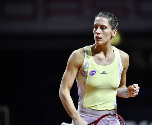 Andrea PETKOVIC (GER) Jubel jubelt ballt Faust über gewonnenen Punkt Tennis Damen 20.04.2016 Porsche Tennis Grand Prix GP Stuttgart 2016 Porsche-Arena 16.04.-24.04.2016 Porsche Tennis Grand Prix Stuttgart 2016