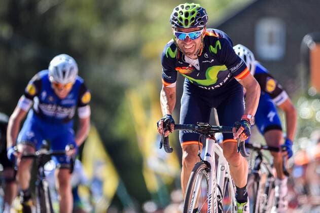 Themen der Woche - Sport Bilder des Tages - SPORT Spanish Alejandro Valverde of Movistar Team pictured as he s about to win the La Fleche Wallonne one day cycling race (Waalse Pijl - Walloon Arrow), 205,5km from Waremme to Huy, Wednesday 20 April 2016. LUCxCLAESSEN  x04835634x