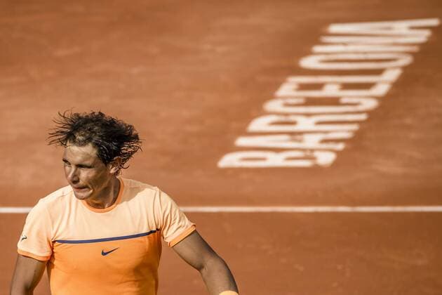 April 20, 2016 - Barcelona, Catalonia, Spain - RAFAEL NADAL (ESP) shakes his hair after winning against Marcel Granollers (ESP) in the 2nd round of the Barcelona Open Banc Sabadell 2016. Nadal wins 6-3, 6-2 Nadal Beats Granollers To Reach Round Three Of Barcelona Open - ZUMAo105
