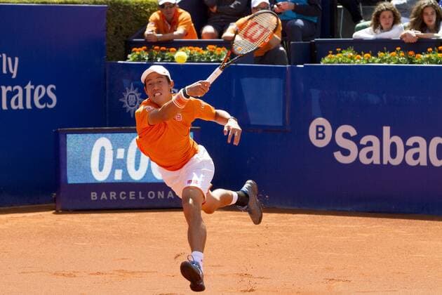 April 20, 2016 - Barcelona, Catalonia, Spain - Barcelona, Catalonia, Spain. April 20. Key Nishikori in action during his firts match against Thiemo de Bakker (6-4, 6-2) in his firts match in the 64th Open Barcelona ATP Tennis Herren in Barcelona on April 20, 2016. Barcelona Open Banc Sabadell - Day 3  - ZUMAn230