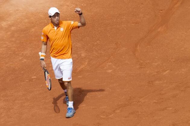 April 20, 2016 - Barcelona, Catalonia, Spain - Barcelona, Catalonia, Spain. April 20. Key Nishikori in action during his firts match against Thiemo de Bakker (6-4, 6-2) in his firts match in the 64th Open Barcelona ATP Tennis Herren in Barcelona on April 20, 2016. Barcelona Open Banc Sabadell - Day 3  - ZUMAn230