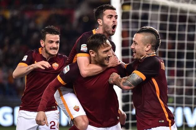Fußball Italien Serie A 2015 2016 AS Rom - FC Turin Torjubel Jubel Francesco Totti 