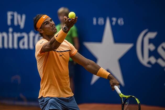 April 21, 2016 - Barcelona, Catalonia, Spain - RAFAEL NADAL (ESP) serves against Albert Montanes (ESP) during the 3rd round of the Barcelona Open Banc Sabadell 2016. Nadal wins 6-2, 6-2 Nadal Reaches Quarter Finals At Barcelona Open 2016 - ZUMAo105
