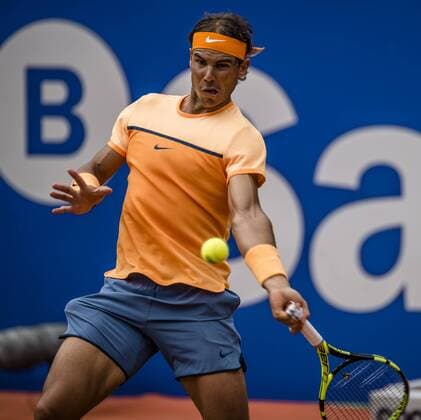April 21, 2016 - Barcelona, Catalonia, Spain - RAFAEL NADAL (ESP) returns the ball to Albert Montanes (ESP) during the 3rd round of the Barcelona Open Banc Sabadell 2016. Nadal wins 6-2, 6-2 Nadal Reaches Quarter Finals At Barcelona Open 2016 - ZUMAo105