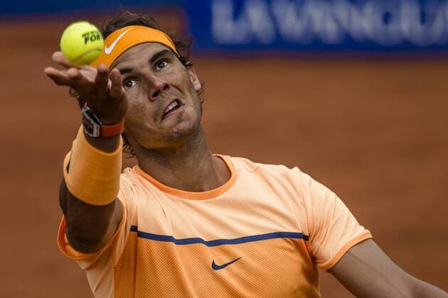 April 21, 2016 - Barcelona, Catalonia, Spain - RAFAEL NADAL (ESP) serves against Albert Montanes (ESP) during the 3rd round of the Barcelona Open Banc Sabadell 2016. Nadal wins 6-2, 6-2 Nadal Reaches Quarter Finals At Barcelona Open 2016 - ZUMAo105