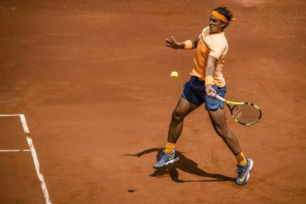 April 21, 2016 - Barcelona, Catalonia, Spain - RAFAEL NADAL (ESP) returns the ball to Albert Montanes (ESP) during the 3rd round of the Barcelona Open Banc Sabadell 2016. Nadal wins 6-2, 6-2 Nadal Reaches Quarter Finals At Barcelona Open 2016 - ZUMAo105
