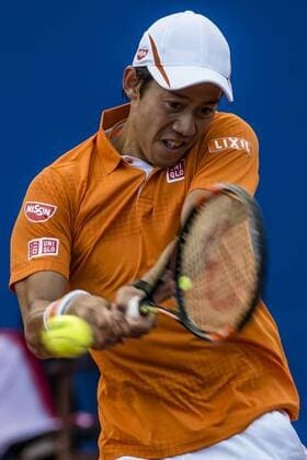April 21, 2016 - Barcelona, Catalonia, Spain - KEI NISHIKORI (JAP) returns a ball to Jeremy Chardy (FRA) during the 3rd round of the Barcelona Open Banc Sabadell 2016. Nishikori wins 6-3, 7-5 Nishikori Reaches Quarter Finals At Barcelona Open 2016 - ZUMAo105