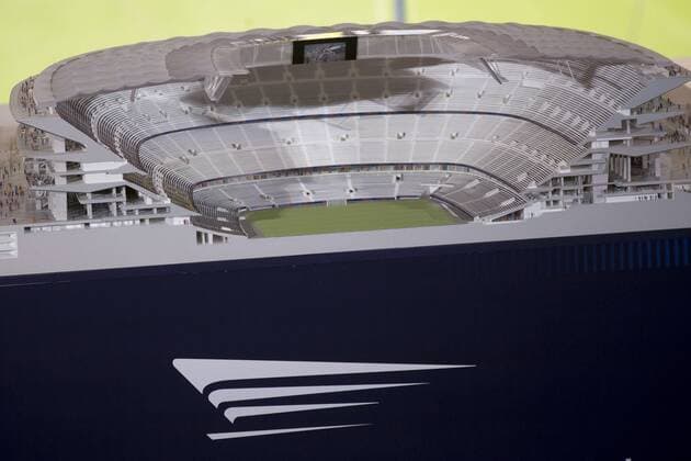 April 21, 2016 - Barcelona, Spain - The maquet of the new FC Barcelona Barca s stadium (Nou Camp Nou) showed in the Camp Nou Stadium in Barcelona, on April 21, 2016 New Camp Nou stadium maquet show  - ZUMAn230