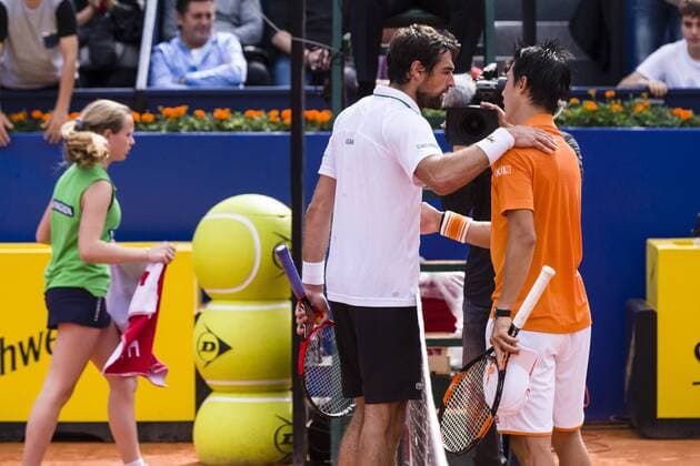 BARCELONA - April 21- SPAIN: Kei Nishikori during the match between Jeremy Chardy (FRA) v Kei Nishikori (JPN) of the Open Banc Sabadell, 64 Trophy Conde de Godo, played on the RCT Barcelona 1899, on april 21, 2016. Photo: Mikel Trigueros Urbanandsport Cordon Press ---------------------------------- BARCELONA - Abril, 21 - ESPANA: Kei Nishikori durante el partido entre Jeremy Chardy (FRA) v Kei Nishikori (JPN)de la edicion 64 del Barcelona Open Banc Sabadell Trofeo Conde Godo, celebrada en el RCT Barcelona 1899, el 21 de Abril de 2016. Foto: Mikel Trigueros Urbanandsport Cordon Press  xMikelxTriguerosx xBARCELONA-OPEN-BANC-SABADELLx64-TROFEO-CONDE-GODOx