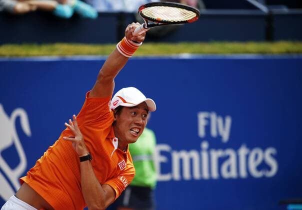 April 21, 2016 - Barcelona, Catalonia, Spain - Kei Nishikori during que match against Jeremy Chardy, corresponding to 1 8final of the Open Banc Sabadell, 64 Trophy Conde de Godo, played on the RCT Barcelona1899, on april 21, 2016. Barcelona Open Banc Sabadell - Day 4  - ZUMAn230