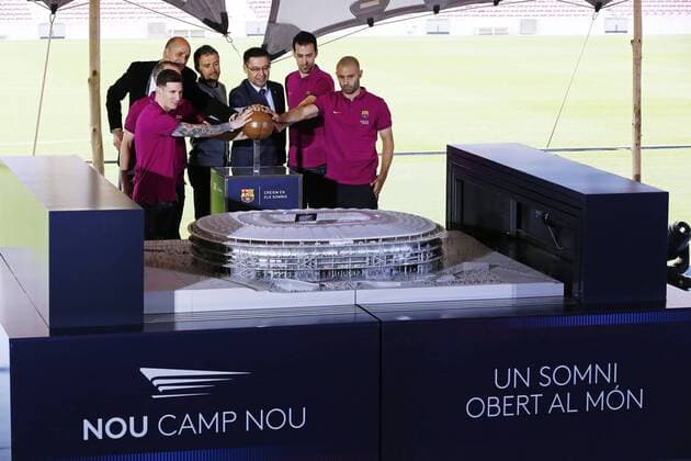 Lionel Messi, Luis Enrique, Josep Maria Bartomeu (Barcelona), APRIL 21, 2016 - Football Soccer : during the press conference PK Pressekonferenz of new Camp Nou stadium at the Camp Nou stadium in Barcelona, Spain. Noxthirdxpartyxsales  (oqma019110)