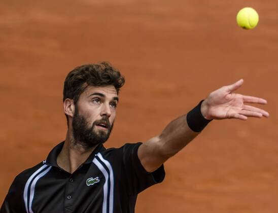 April 22, 2016 - Barcelona, Catalonia, Spain - BENOIT PAIRE (FRA) serves the ball to Malek Jaziri (TUN) during their qurter-final at the Barcelona Open Banc Sabadell 2016. Paire wins 3-6, 7-5, 6-1 Paire Reaches Semi Finals At Barcelona Open 2016 - ZUMAo105