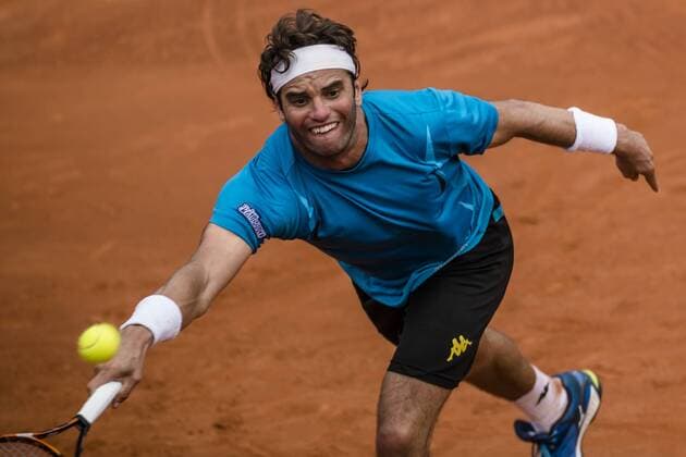 April 22, 2016 - Barcelona, Catalonia, Spain - MALEK JAZIRI (TUN) returns a ball to Benoit Paire (FRA) during their qurter-final at the Barcelona Open Banc Sabadell 2016. Paire wins 3-6, 7-5, 6-1 Paire Reaches Semi Finals At Barcelona Open 2016 - ZUMAo105