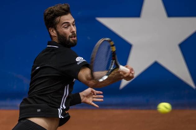 April 22, 2016 - Barcelona, Catalonia, Spain - BENOIT PAIRE (FRA) returns the ball to Malek Jaziri (TUN) during their qurter-final at the Barcelona Open Banc Sabadell 2016. Paire wins 3-6, 7-5, 6-1 Paire Reaches Semi Finals At Barcelona Open 2016 - ZUMAo105
