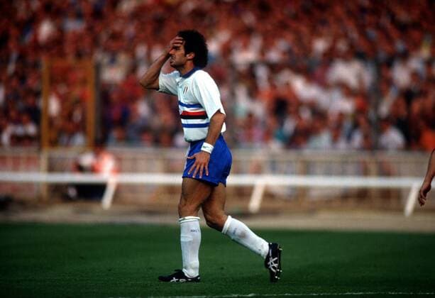 Gianluca Vialli (Sampdoria Genua) verzweifelt