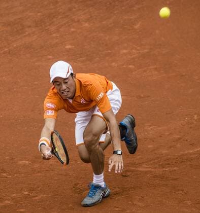 April 22, 2016 - Barcelona, Catalonia, Spain - KEI NISHIKORI (JAP) returns a ball to Alexandr Dolgopolov (UKR) during their quarter-final of the Barcelona Open Banc Sabadell 2016. Nishikori wins 7-5, 6-0 Nishikori Reaches Barcelona Open 2016 Semi Finals - ZUMAo105