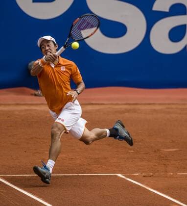 April 22, 2016 - Barcelona, Catalonia, Spain - KEI NISHIKORI (JAP) returns a ball to Alexandr Dolgopolov (UKR) during their quarter-final of the Barcelona Open Banc Sabadell 2016. Nishikori wins 7-5, 6-0 Nishikori Reaches Barcelona Open 2016 Semi Finals - ZUMAo105