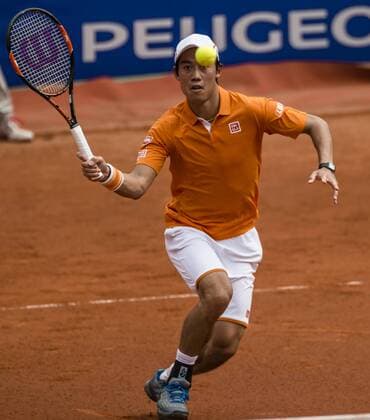April 22, 2016 - Barcelona, Catalonia, Spain - KEI NISHIKORI (JAP) returns a ball to Alexandr Dolgopolov (UKR) during their quarter-final of the Barcelona Open Banc Sabadell 2016. Nishikori wins 7-5, 6-0 Nishikori Reaches Barcelona Open 2016 Semi Finals - ZUMAo105
