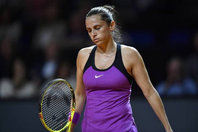 Roberta Vinci (ITA) enttäuscht Tennis Damen 22.04.2016 Porsche Tennis Grand Prix GP Stuttgart 2016 Porsche-Arena 16.04.-24.04.2016 Porsche Tennis Grand Prix Stuttgart 2016