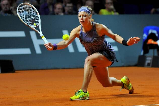 Laura SIEGEMUND (GER). Deutschland, Stuttgart: Tennis, Porsche Tennis Grand Prix, Viertelfinale am 22.04.2016, Porsche-Arena.