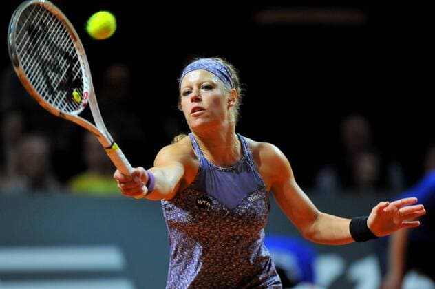 Laura SIEGEMUND (GER). Deutschland, Stuttgart: Tennis, Porsche Tennis Grand Prix, Viertelfinale am 22.04.2016, Porsche-Arena.