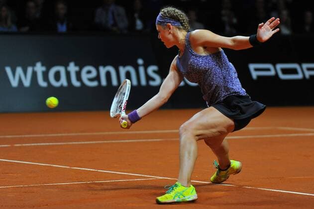Laura SIEGEMUND (GER). Deutschland, Stuttgart: Tennis, Porsche Tennis Grand Prix, Viertelfinale am 22.04.2016, Porsche-Arena.