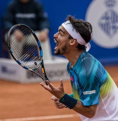 Tennis, Barcelona Open, Nadal - Fognini April 22, 2016 - Barcelona, Catalonia, Spain - FABIO FOGNINI (ITA) reacts after losing a point against Rafael Nadal (ESP) during their quarter final of the Barcelona Open Banc Sabadell 2016. Nadal wins 6-2, 7-6 Nadal Reaches Semi Finals At Barcelona Open 2016 - ZUMAo105