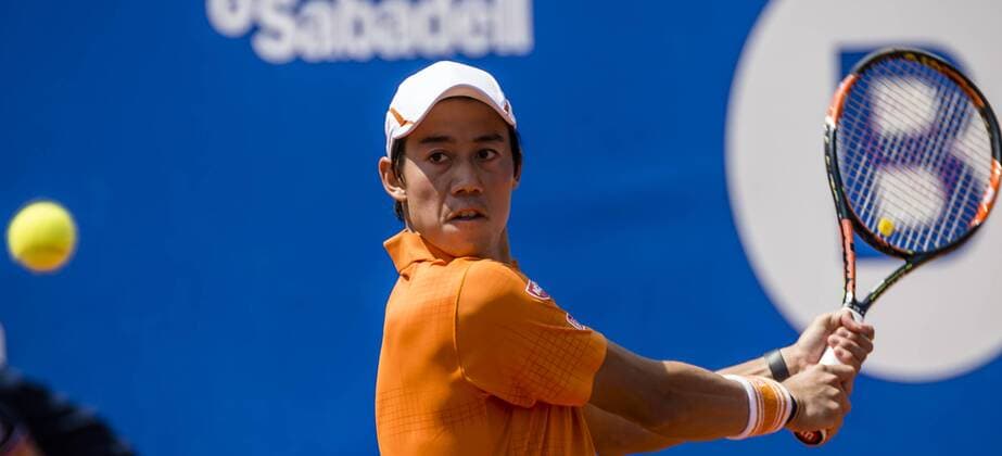 April 23, 2016 - Barcelona, Catalonia, Spain - KEI NISHIKORI of Japon returns the ball to Benoit Paire of France during their semi-final at the Barcelona Open Banc Sabadell 2016. Nishikori won 6:3, 6:2. Tennis 2016 - Barcelona Open - Day 6 - ZUMAo105