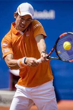 April 23, 2016 - Barcelona, Catalonia, Spain - KEI NISHIKORI of Japon returns the ball to Benoit Paire of France during their semi-final at the Barcelona Open Banc Sabadell 2016. Nishikori won 6:3, 6:2. Tennis 2016 - Barcelona Open - Day 6 - ZUMAo105