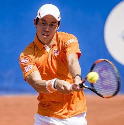 April 23, 2016 - Barcelona, Catalonia, Spain - KEI NISHIKORI of Japon returns the ball to Benoit Paire of France during their semi-final at the Barcelona Open Banc Sabadell 2016. Nishikori won 6:3, 6:2. Tennis 2016 - Barcelona Open - Day 6 - ZUMAo105