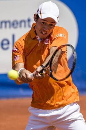 April 23, 2016 - Barcelona, Catalonia, Spain - KEI NISHIKORI of Japon returns the ball to Benoit Paire of France during their semi-final at the Barcelona Open Banc Sabadell 2016. Nishikori won 6:3, 6:2. Tennis 2016 - Barcelona Open - Day 6 - ZUMAo105