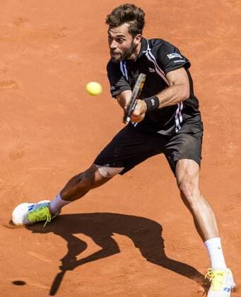 April 23, 2016 - Barcelona, Catalonia, Spain - BENOIT PAIRE of France returns the ball to Kei Nishikori of Japon during their semi-final at the Barcelona Open Banc Sabadell 2016. Nishikori won 6:3, 6:2 Tennis 2016 - Barcelona Open - Day 6 - ZUMAo105