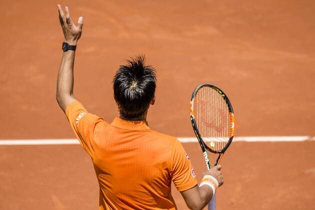 April 23, 2016 - Barcelona, Catalonia, Spain - KEI NISHIKORI of Japon reacts after winning the semi-final against Benoit Paire of France at the Barcelona Open Banc Sabadell 2016. Nishikori won 6:3, 6:2 Tennis 2016 - Barcelona Open - Day 6 - ZUMAo105
