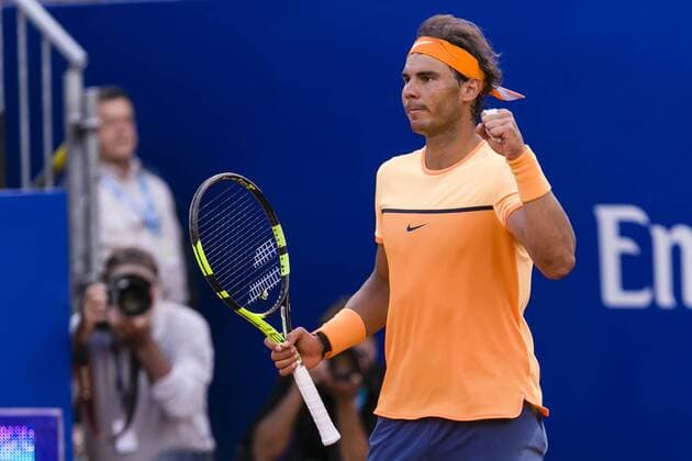 BARCELONA - April 23- SPAIN: Rafael Nadal celebrates the victory during the match between Rafael Nadal (ESP) vs Philipp Kohlschreiber (GER) of the Open Banc Sabadell, 64 Trophy Conde de Godo, played on the RCT Barcelona 1899, on april 23, 2016. Photo: Mikel Trigueros Urbanandsport Cordon Press ---------------------------------- BARCELONA - Abril, 23 - ESPANA: Rafael Nadal celebra la victoria durante el partido entre Rafael Nadal (ESP) vs Philipp Kohlschreiber (GER) de la edicion 64 del Barcelona Open Banc Sabadell Trofeo Conde Godo, celebrada en el RCT Barcelona 1899, el 23 de Abril de 2016. Foto: Mikel Trigueros Urbanandsport Cordon Press  xMikelxTriguerosx xBARCELONA-OPEN-BANC-SABADELLx64-TROFEO-CONDE-GODOx