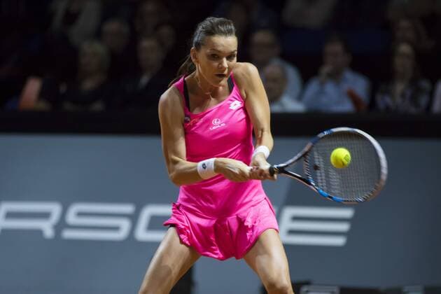 Agnieszka Radwanska in Aktion beim Halbfinale Tennis Grand Prix Porsche Damen WTA Tennis Damen in Stuttgart , 23.04.2016