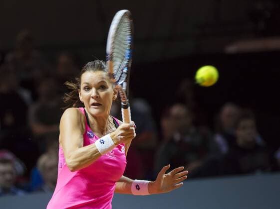 Agnieszka Radwanska in Aktion beim Halbfinale Tennis Grand Prix Porsche Damen WTA Tennis Damen in Stuttgart , 23.04.2016