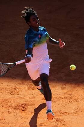 April 23, 2016 - Estoril, Portugal - Swedish Elias Ymer returns a ball to Portuguese Rui Machado during the Qualifying of the Millennium Estoril Open ATP Tennis Herren 250 tennis tournament at the Clube de TÃƒÂ©nis do Estoril in Portugal on April 25, 2016. Millennium Estoril Open  - ZUMAn230