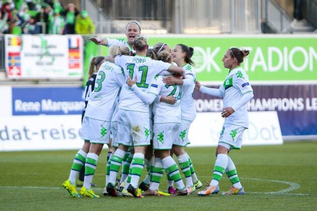 Fußball, UEFA Women s Champions League, VfL Wolfsburg - 1. FFC Frankfurt; Jubel, Torjubel, Freude, Emotion, Torerfolg, Aktion, action, goal, goal celebration, celebrates nach 1:0 durch Isabel Kerschowski (Wolfsburg, 27). xtgx