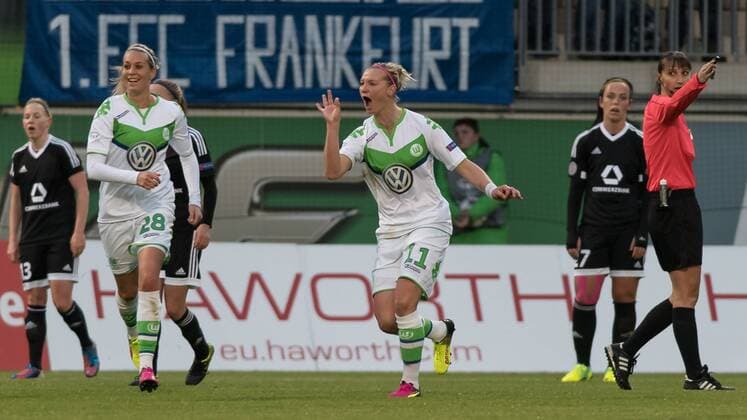 Alexandra Popp (VfL Wolfsburg, 11) mit Torjubel, Jubel, Freude über das Tor zum 2:0, Fussball, UEFA Women s Champions League, VfL Wolfsburg - 1. FFC Frankfurt, xobx