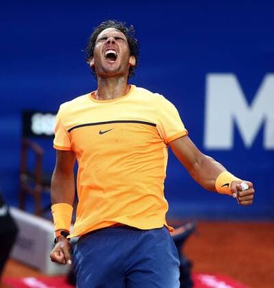 Spanish tennis player Rafael Nadal celebrates his victory at the final match of the Barcelona Open Banc Sabadell Trofeo Conde de Godo before Japanese Kei Nishikori held in Barcelona, Catalonia, Spain, 24 April 2016. RAFAEL NADAL VS KEI NISHIKORI !ACHTUNG: NUR REDAKTIONELLE NUTZUNG!  BCN010 20160424-635971278160767782