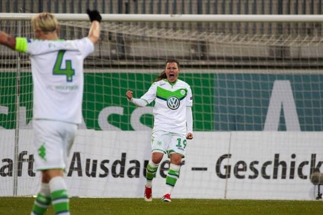 Fußball, UEFA Women s Champions League, VfL Wolfsburg - 1. FFC Frankfurt; Ramona Bachmann (Wolfsburg, 19) Jubel, Torjubel, Freude, Emotion, Torerfolg, Aktion, action, goal, goal celebration, celebrates. xtgx